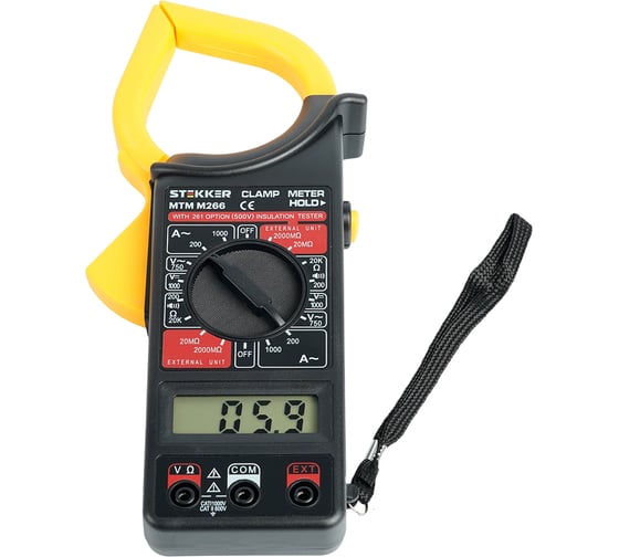 Клещи токоизмерительные STEKKER MTM M266 1999 отсчетов, батарея крона, ручна 49996