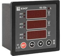 Вольтметр цифровой на панель EKF 72x72 (квадратный вырез) трехфазный в коротком корпусе PROxima VD-723s