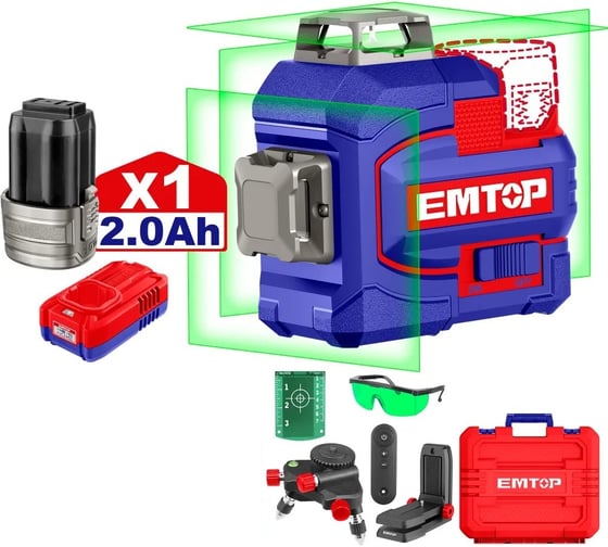 Лазерный уровень 3D аккумуляторный EMTOP ESLE12301 1