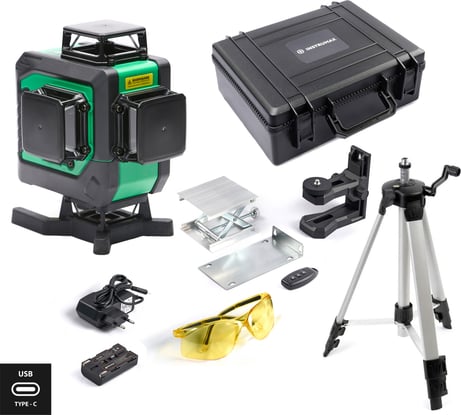 Комплект Лазерный уровень INSTRUMAX GL 4-360 Master SET+Штатив телескопический с резьбой 1/4 (5/8) дюйма TR-120 IM0175_K