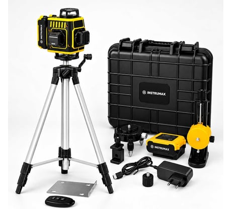 Комплект Лазерный уровень INSTRUMAX GL 4-360 Master SET+Штатив телескопический с резьбой 1/4 (5/8) дюйма TR-120 IM0175_K