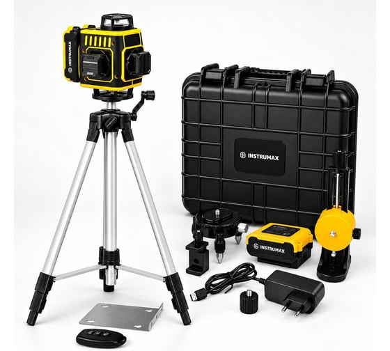 Комплект Лазерный уровень INSTRUMAX GL 4-360 Master SET+Штатив телескопический с резьбой 1/4 (5/8) дюйма TR-120 IM0175_K