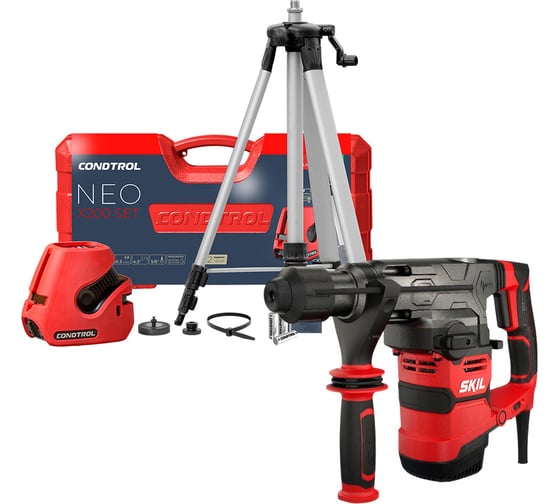 Комплект Лазерный нивелир CONDTROL NEO X200 set +Перфоратор электрический SDS+ RH1183, 1500Вт SKIL 1-4-977 1