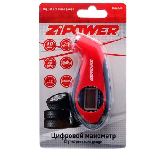 Цифровой манометр Zipower 10 атм, LR44x3 шт PM6540 1