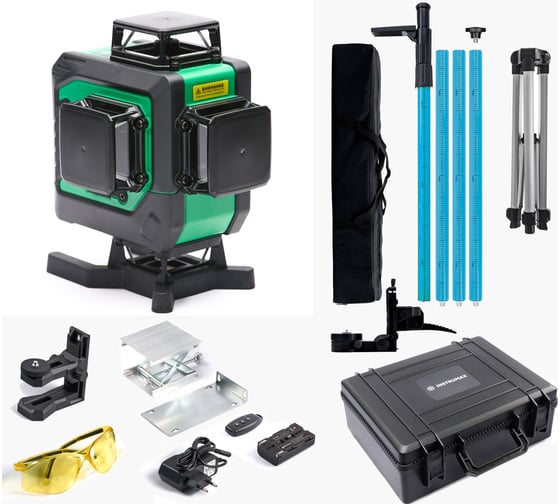 Комплект INSTRUMAX лазерный уровень, GL 4-360 Master SET+Штатив-штанга элевационный, LP-300 в комплекте с треногой, 3м IM0175_K1 1