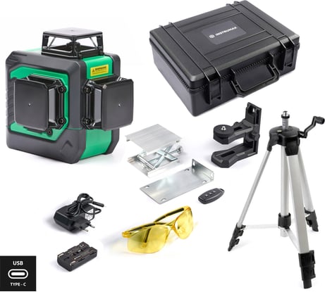 Комплект INSTRUMAX лазерный уровень, GL 3-360 Master SET+Штатив телескопический с резьбой 1/4 (5/8) дюйма TR-120 IM0174_K