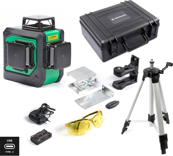 Комплект INSTRUMAX лазерный уровень, GL 3-360 Master SET+Штатив телескопический с резьбой 1/4 (5/8) дюйма TR-120 IM0174_K 1