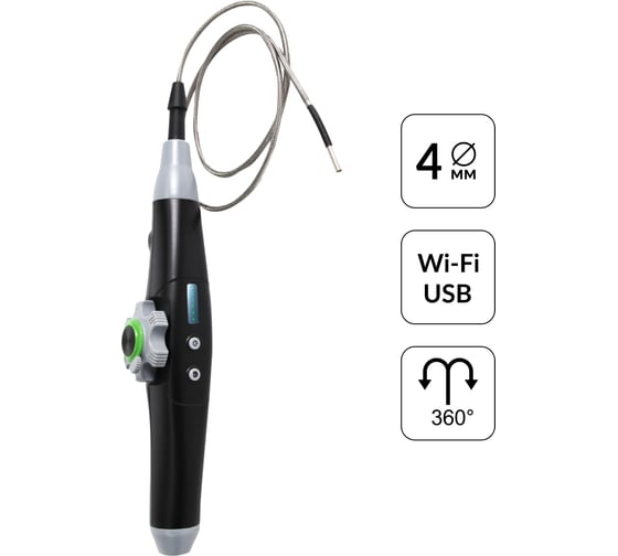 Управляемый видеоэндоскоп iCarTool WIFI/USB, 1Мп, 1168х720, 1м, 4мм зонд, поворот камеры 360° IC-V1042W 1