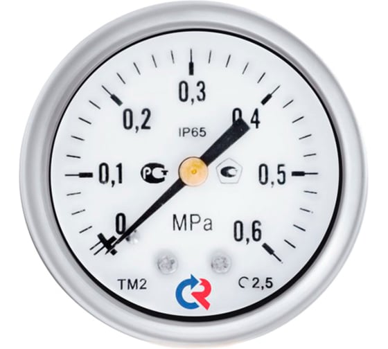 Манометр Росма ТМ-220Т.00 осевой (0-1.6МПа) G1/4 2.5, ДК50мм, виброустойчивый, сухой D070-03683 1