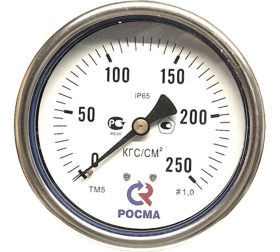 Манометр Росма ТМ-520Т.00 осевой (0-1.6МПа) М20х1.5 1, ДК100мм, виброустойчивый, сухой D070-03839 1