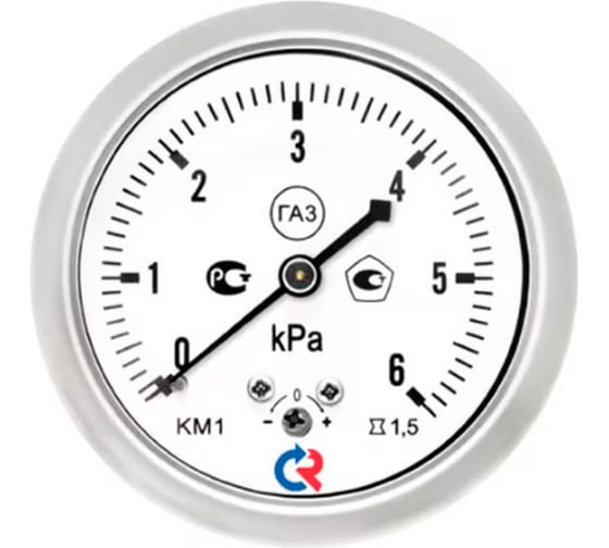 Манометр Росма КМ-12Т осевой (0-6кПа) М12х1.5 1.5, ДК63мм D070-06537 1