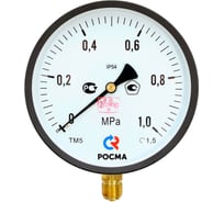 Манометр Росма ТМ-510Р.00 IP54 (0-1МПа) G1/2 1.5 специального исполнения, 100мм, радиальный D070-07780