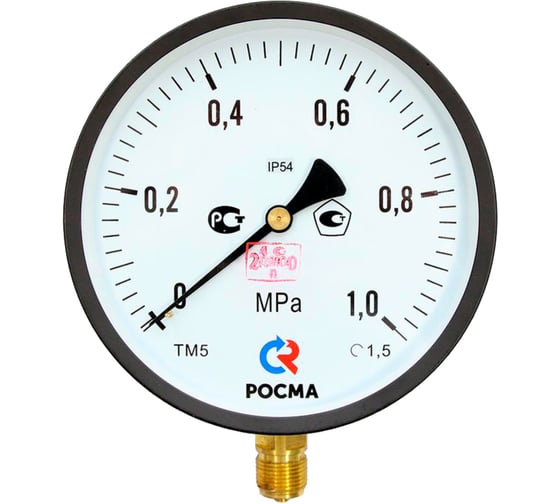 Манометр Росма ТМ-510Р.00 IP54 (0-1МПа) G1/2 1.5 специального исполнения, 100мм, радиальный D070-07780 1