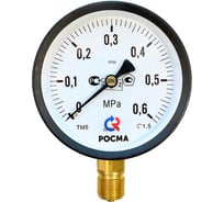 Манометр Росма ТМ-510Р.00 радиальный (0-0.6MPa) G1/2 IP54 1.5, ДК100мм D070-07035