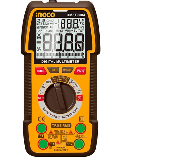 Мультиметр цифровой INGCO 1000В INDUSTRIAL DM310004 1