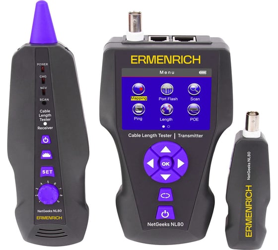 Измеритель длины кабеля Ermenrich NetGeeks NL80, фиолетовый 85673 1