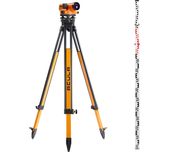 Комплект Оптический нивелир ACULA NIVEX B-24 (кратн.х24; точн.±2.0 мм/км;объектив 36 мм) + Геодезический штатив Geo 12-S (высота 99-173 см, фикс. ножек на винтах, алюминиевый нивелирный, площадка 125 мм, резьба 5/8) + Рейка TLS 3 (3м) LA00160 1