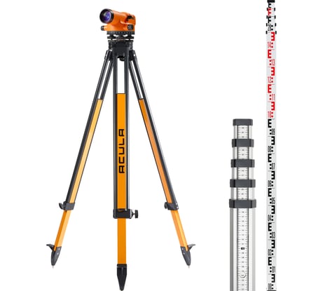 Комплект Оптический нивелир ACULA NIVEX B-24 (кратн.х24; точн.±2.0 мм/км;объектив 36 мм) + Геодезический штатив Geo 12-S (высота 99-173 см, фикс. ножек на винтах, алюминиевый нивелирный, площадка 125 мм, резьба 5/8) + Рейка TLS 5 (5м) LA00161