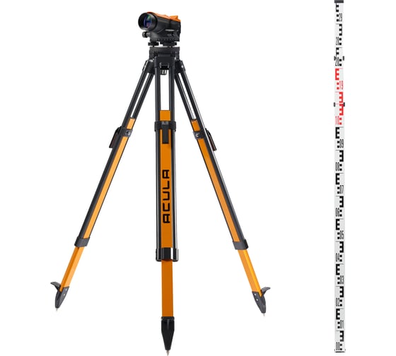 Комплект Оптический нивелир ACULA NIVEX E-38 (кратн.х38; точн.±1.0 мм/км;объектив 36 мм) + Геодезический штатив Geo 12 (высота 99-173 см, фикс. ножек на клипсах, алюминиевый нивелирный, площадка 125 мм, резьба 5/8) + Рейка TLS 3 (3м) LA00172 1