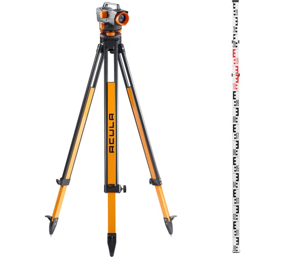 Профессиональный комплект ACULA Высокоточный оптический нивелир с усиленной защитой NIVEX R-38 (кратн.х38; точн.±0.7 мм/км; объектив 40 мм; IPX6) + Штатив Geo 12-S (высота 99-173 см, фикс. ножек на винтах, резьба 5/8)+Рейка TLS 3 (3м) LA00174 1