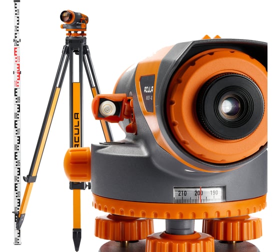 Оптический высокоточный нивелир ACULA Профессиональный комплект,Hight-класса NIVEX F-40 (кратн.х40; точн.±1.0 мм/км; объектив 42 мм; IPX6) + штатив Geo 12-S (высота 99-173 см, фикс. ножек на винтах, площадка 125 мм, резьба 5/8) +Рейка TLS 3 (3м) LA00178 1