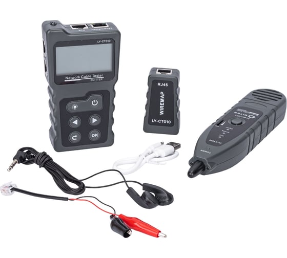 Сетевой тестер кабеля 5Bites UTP/FTP/STP RJ45, TEL RJ11/12, POE, рефлектометр TDR LY-CT010