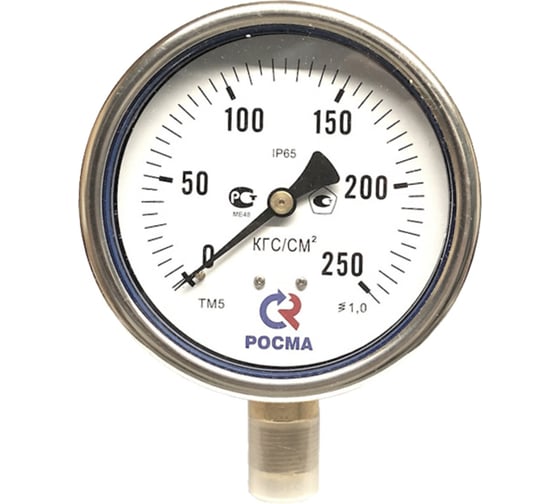 Манометр Росма ТМ-520Р.00 (0-25кгс/см2) М20х1.5 1 сухой 100мм, радиальный, класс точности 1 D070-03814