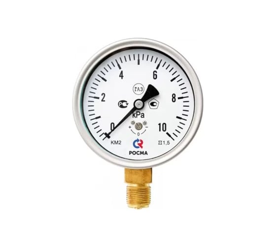 Манометр РОСМА КМ-12Р радиальный (0-16кПа) М12х1.5 1.5, ДК63мм D070-06533