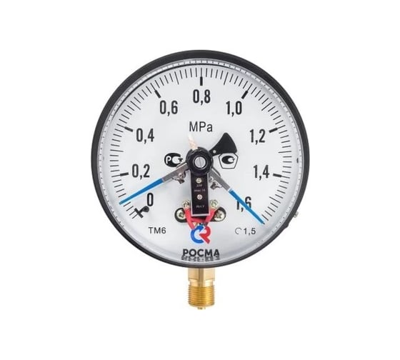 Манометр РОСМА ТМ-610Р.05 радиальный (0-1.6МПа) М20х1.5 IP54 1.5, ДК150мм, с ЭКТ тип V, с DIN-разъемом D070-01569
