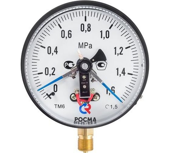 Манометр РОСМА ТМ-610Р.05 радиальный (0-1.6МПа) М20х1.5 IP54 1.5, ДК150мм, с ЭКТ тип V, с DIN-разъемом D070-01569