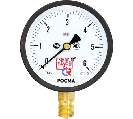Манометр РОСМА ТМ-510Р.00 радиальный (0-6кгс/см2) М20х1.5 IP54 1.5, ДК100мм D070-04552