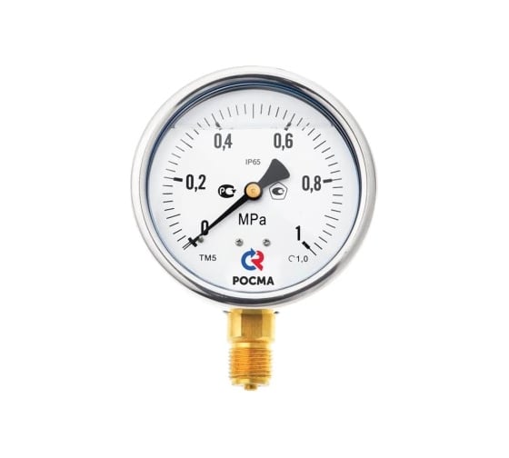 Манометр РОСМА ТМ-520Р.00 радиальный (0-16МПа) G1/2 1, ДК100мм, виброустойчивый, сухой D070-03852