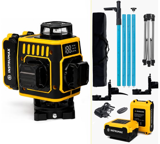 Комплект INSTRUMAX лазерный уровень GL 4-360 BAZA SET + штатив-штанга элевационный lp-300 в комплекте (2АКБ) IM0159_К2
