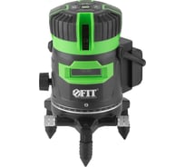 Уровень лазерный самоуспокаивающийся FIT зеленые лучи, крест, диапазон 10 м, Li-Ion аккумулятор, 2 уровня яркости, без треноги, коробка 18633