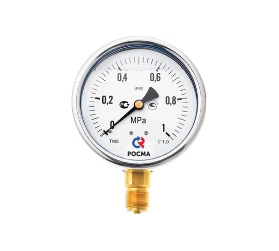 Манометр Росма ТМ-520Р.00 радиальный (0-4МПа) G1/2 1, ДК100мм, виброустойчивый, сухой D070-03803 1