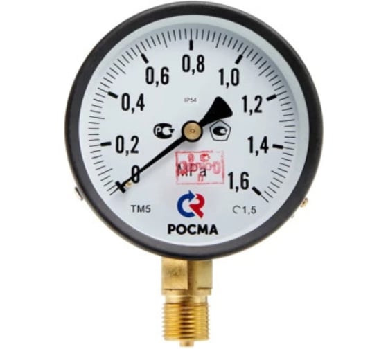 Манометр РОСМА ТМ-510Р.00 IP54 (0-1.6МПа) G1/2 1.5 специального исполнения, 100мм, радиальный D070-07783
