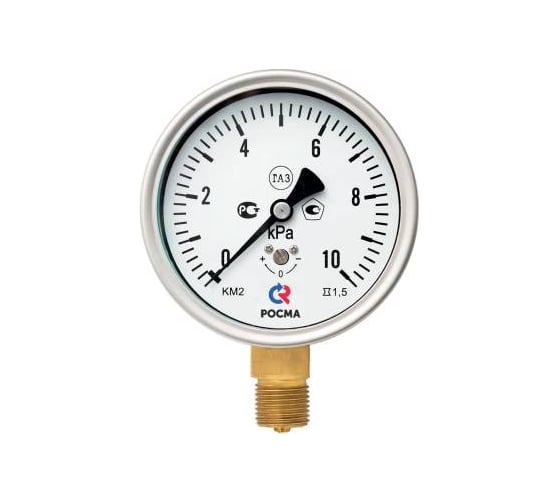 Манометр Росма КМ-11Р радиальный (0-16кПа) М12х1.5 2.5, ДК63мм D070-06520 1