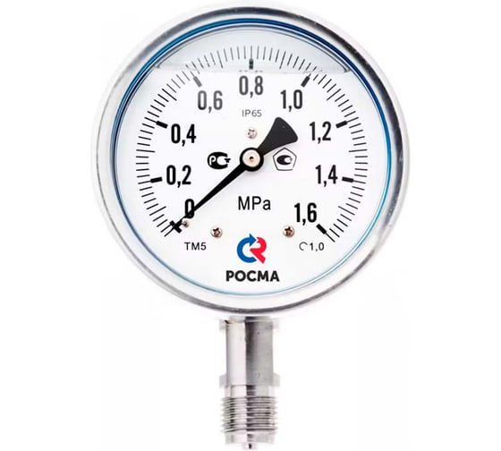 Мановакуумметр Росма ТМВ-521Р.00 (-0.1-1.5МПа) М20х1.5 Б 1.0 сухой коррозионностойкий 100мм, радиальный, безопасное исполнение D070-02059