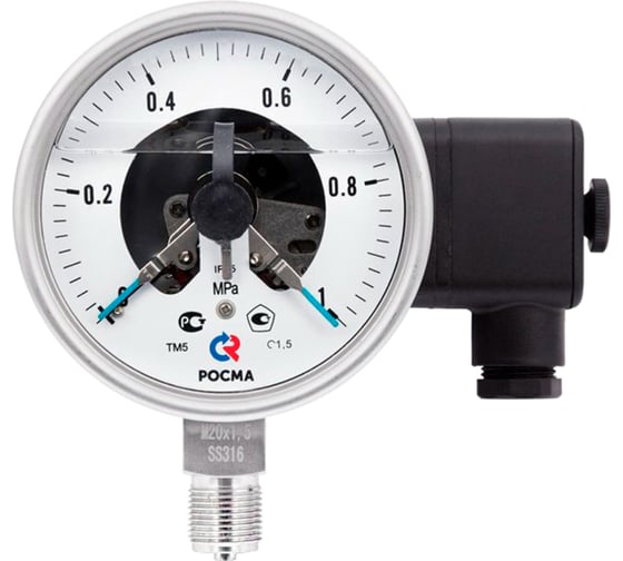 Манометр Росма ТМ-521Р.05 радиальный (0-0.6МПа) М20х1.5 ЭКТ-V 1.5, ДК100мм, виброустойчивый, коррозионностойкий, сухой D070-01923