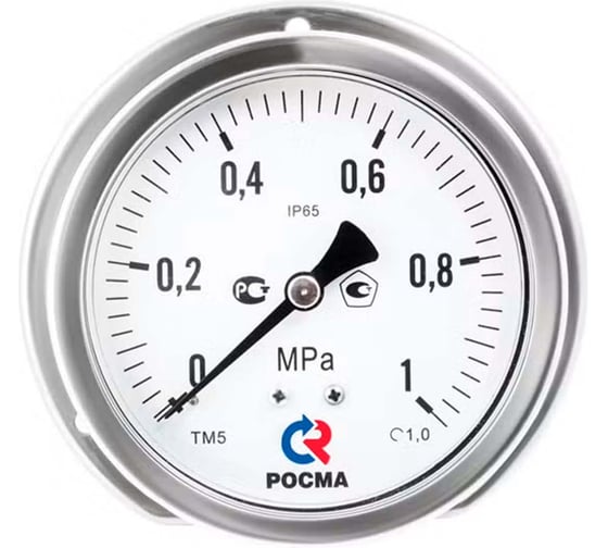 Манометр Росма ТМ-521ТЭ эксцентрическое присоединение (0-60МПа) G1/2 1.0, ДК100мм, виброустойчивый, коррозионностойкий, сухой D240-00703