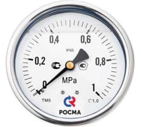 Манометр Росма эксцентрический ТМ-520ТЭ.00 (0-40МПа) G1/2 виброустойчивый 100мм, хром D070-01522