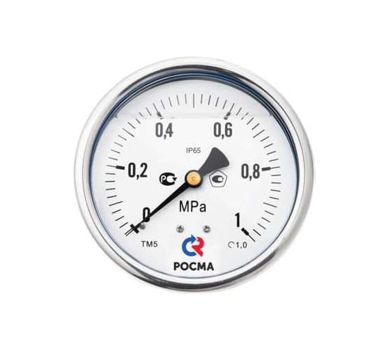Манометр Росма эксцентрический ТМ-520ТЭ.00 (0-40МПа) G1/2 виброустойчивый 100мм, хром D070-01522