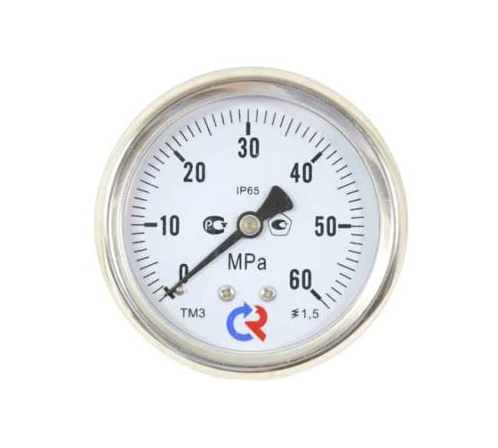 Манометр Росма ТМ-320Т.00 осевой (0-6МПа) М12х1.5 1.5, ДК63мм, виброустойчивый, сухой D070-03744