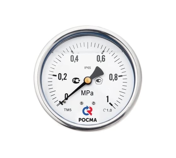 Манометр эксцентрический Росма ТМ-520ТЭ.00 (0-6МПа) M20x1.5 1 виброустойчивый 100мм, хром D070-03833