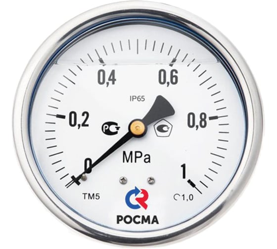 Манометр эксцентрический Росма ТМ-520ТЭ.00 (0-6МПа) M20x1.5 1 виброустойчивый 100мм, хром D070-03833