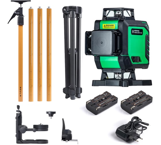 Профессиональный комплект INSTRUMAX Лазерный уровень GL 4-360 BAZA SET+Штанга для лазерного уровня с треногой ACULA STAND 3200 OPTIMA SET (макс. высота 3,2 м, магнит. крепление, резьба 1/4, 5/8, микролифт, плавный поворот) (2 АКБ, пульт ду) IM0240
