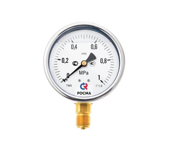 Манометр Росма ТМ-520Р.00 радиальный (0-0.16МПа) G1/2 1, ДК100мм, виброустойчивый, сухой D070-03795