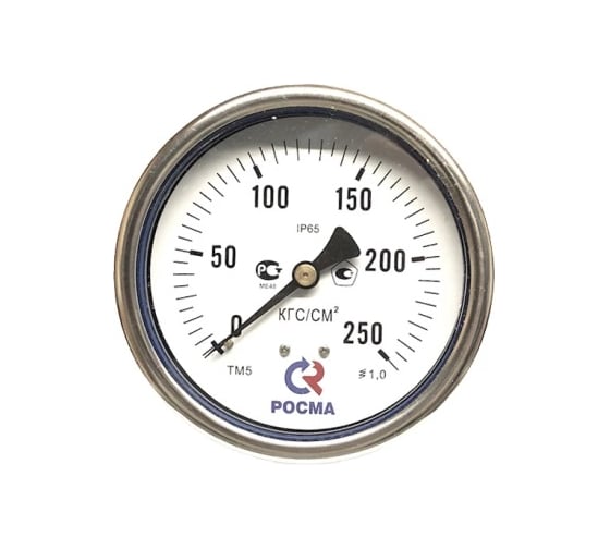 Манометр Росма ТМ-520Т.00 осевой (0-6МПа) М20х1.5 1.0, ДК100мм, виброустойчивый, сухой D070-06064