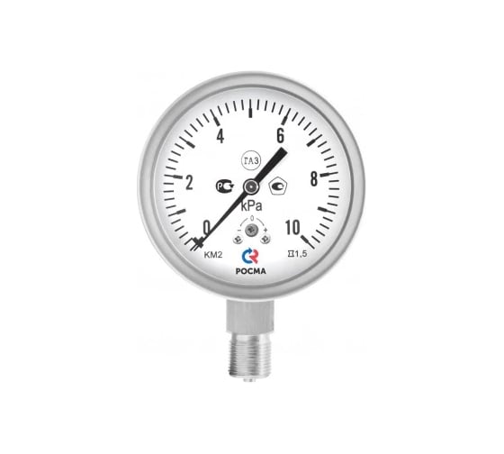Манометр коррозионностойкий Росма КМ-22Р КС (0-6kПa) G1/2 1.5 IP54 для низких давлений газов D070-09545