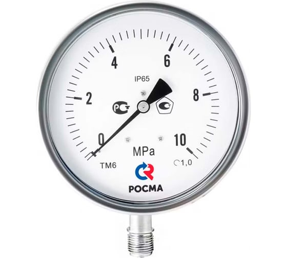 Манометр РОСМА ТМ-621Р радиальный (0-10МПа) М20х1.5 1.0, ДК150мм, виброустойчивый, коррозионностойкий, сухой D240-00806